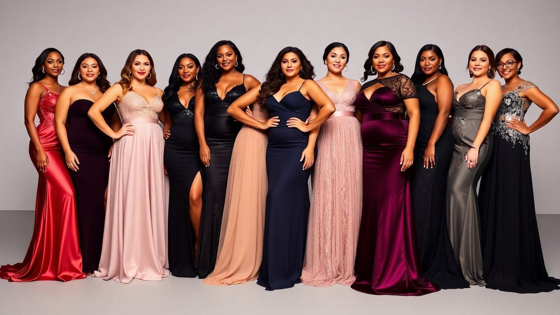 Fashion Nova Curve formal dresses on diverse models.