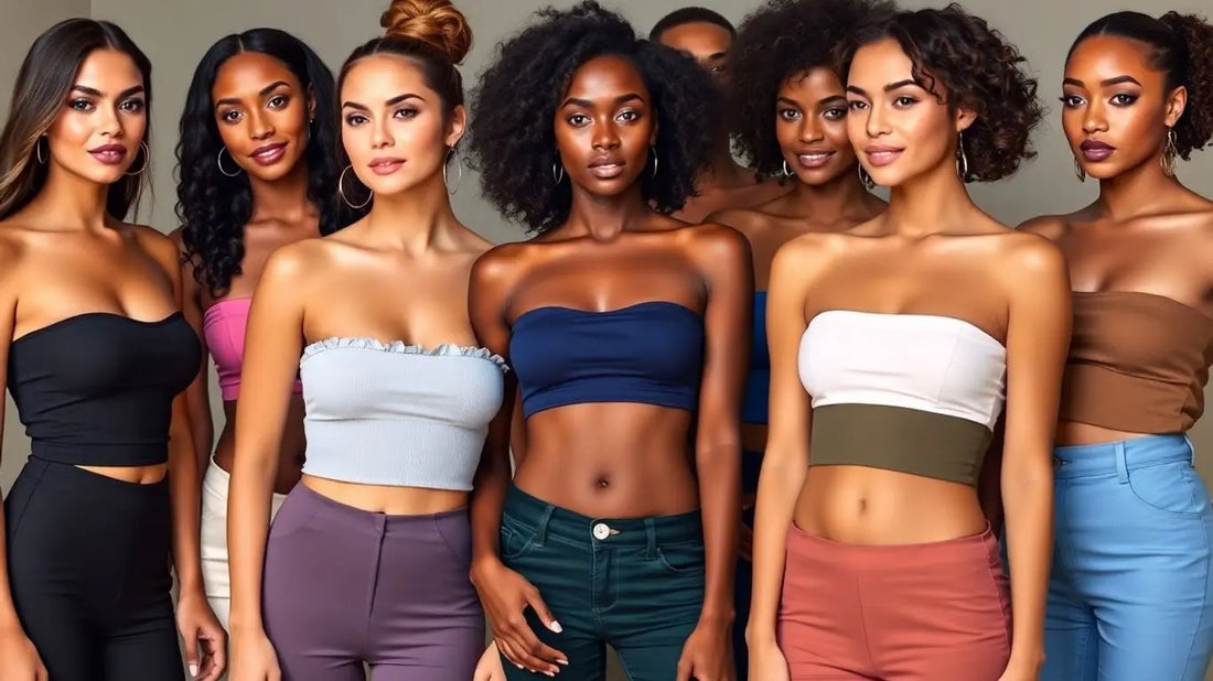 Models wearing stylish bandeau tops