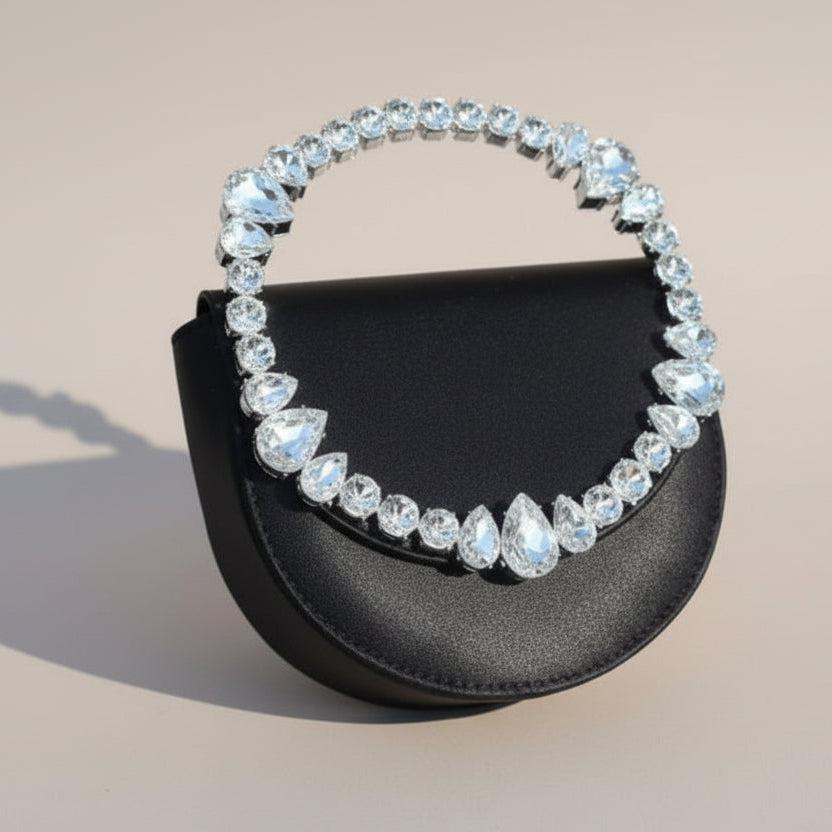 Midnight Grace Satin Clutch