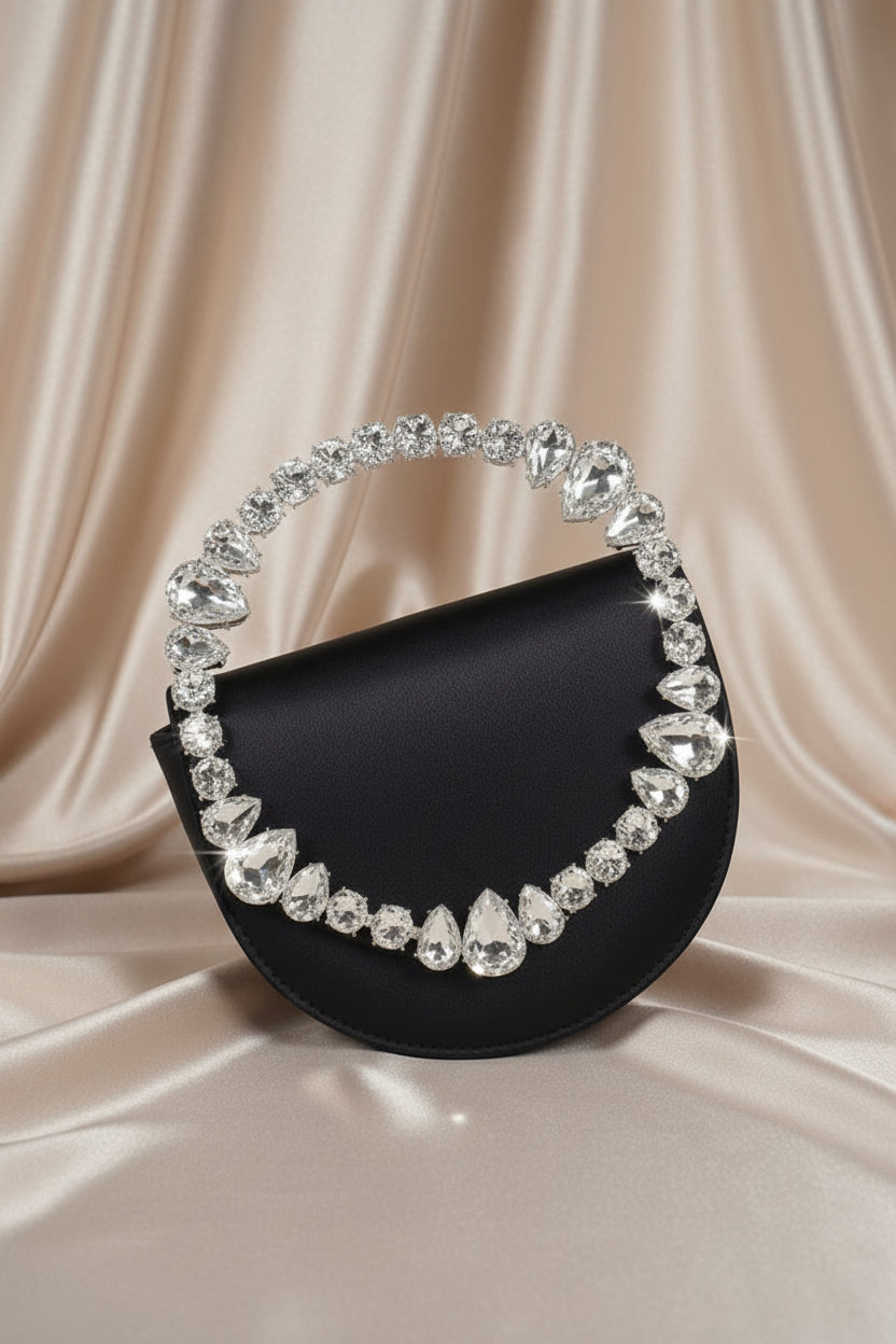 Midnight Grace Satin Clutch