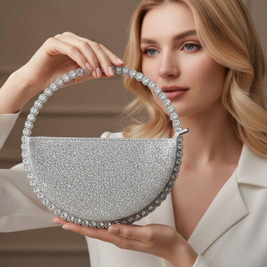 Elegant Rhinestone Circle Shimmer Evening Clutch