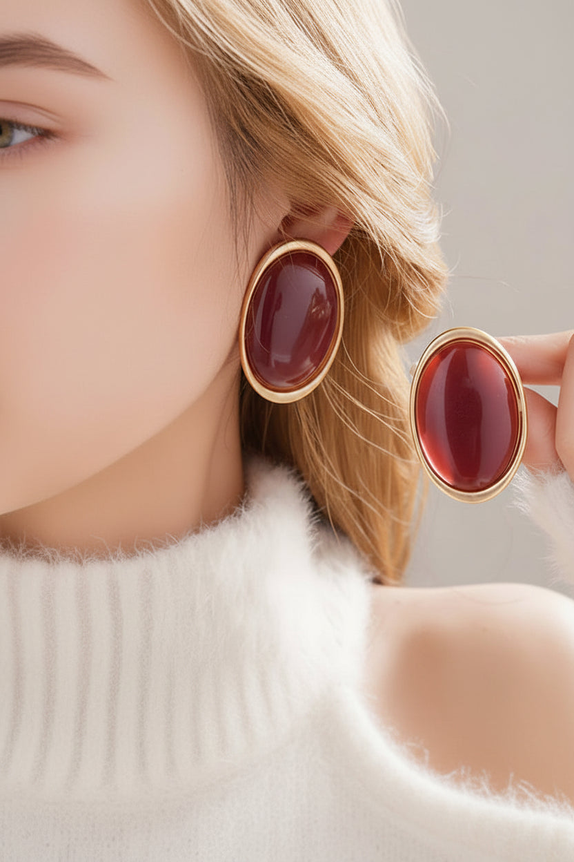 Vintage Geometric Oval Earrings