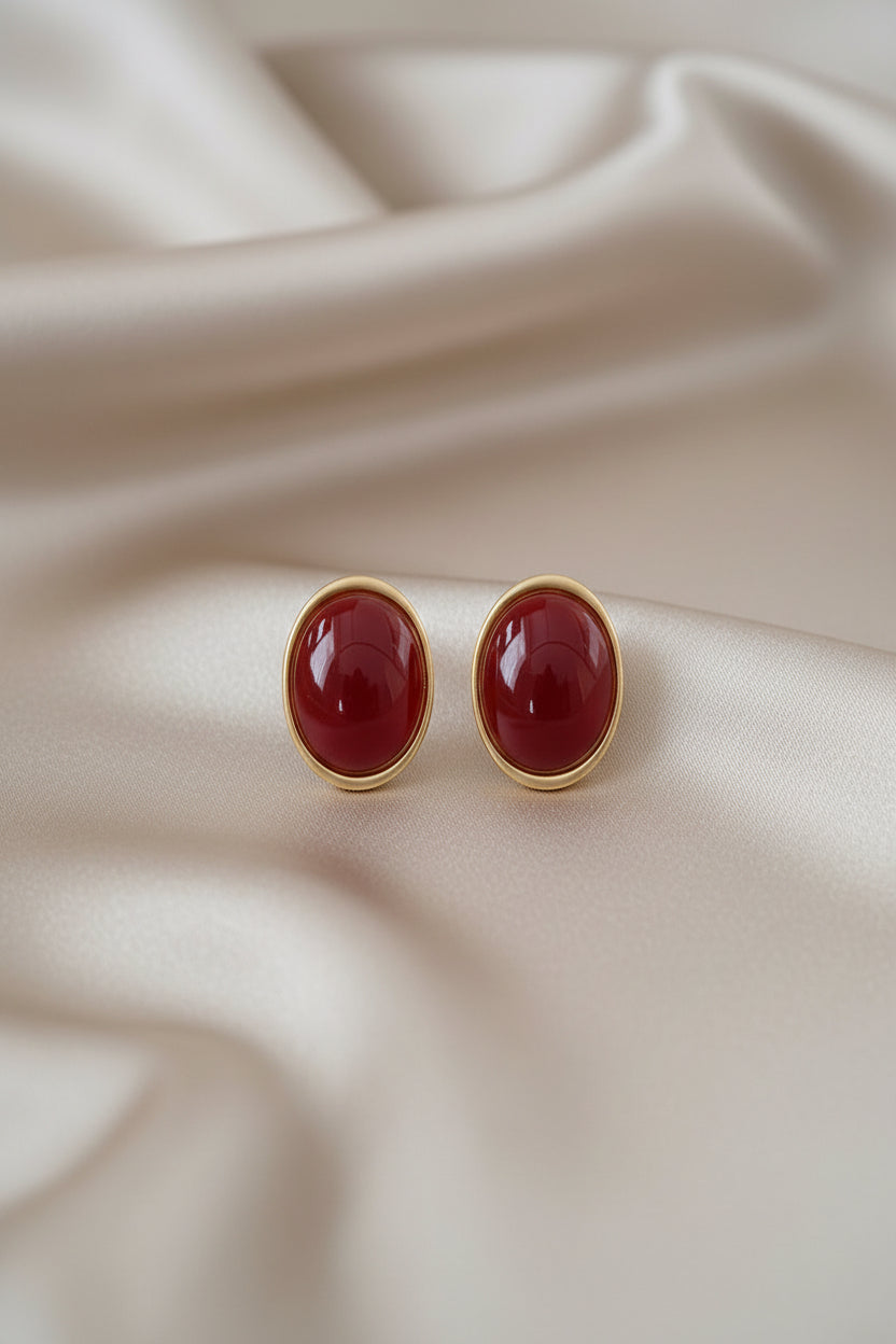Vintage Geometric Oval Earrings