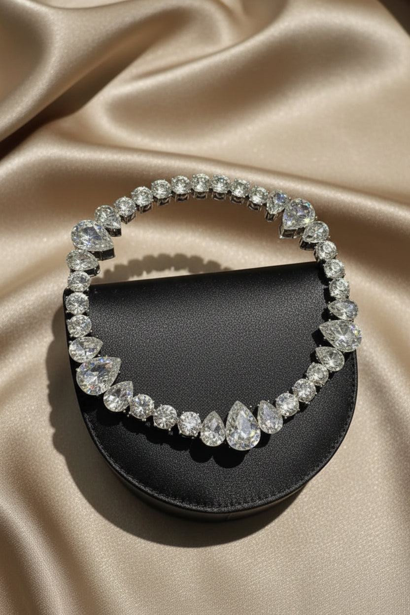 Midnight Grace Satin Clutch