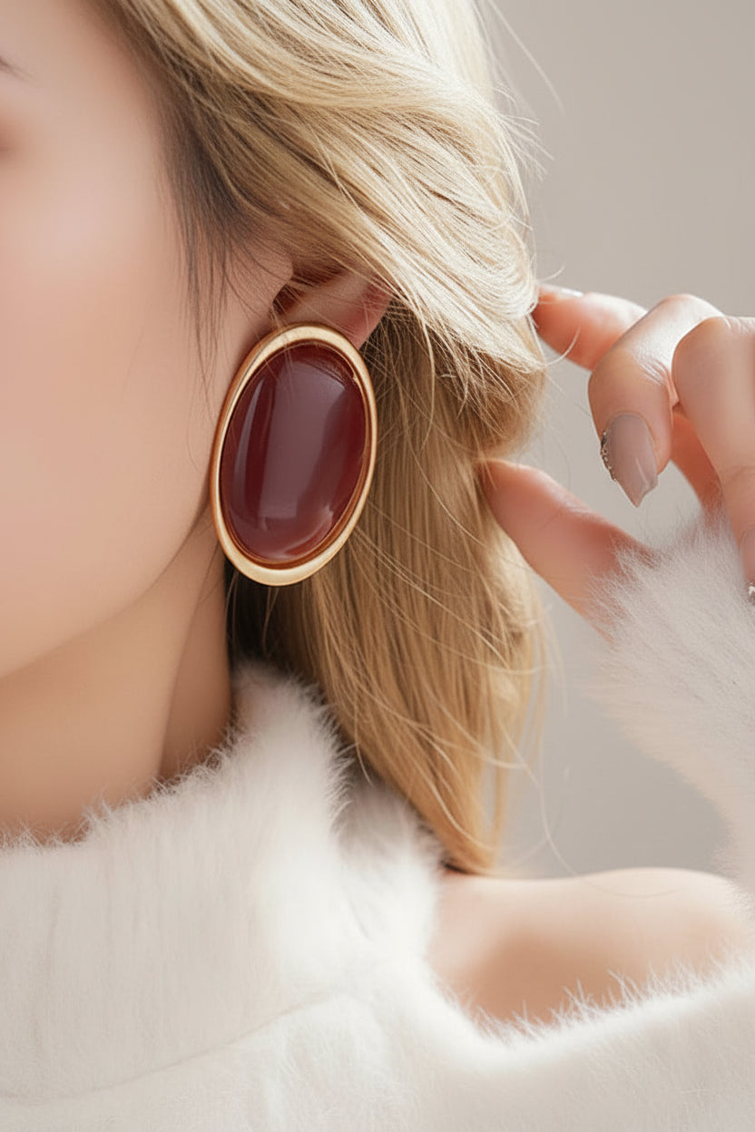 Vintage Geometric Oval Earrings