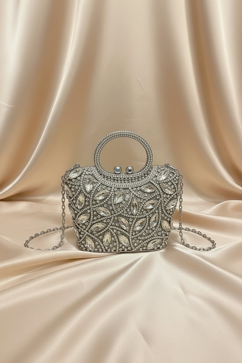 Celestial Halo Crystal Mini Bag Silver