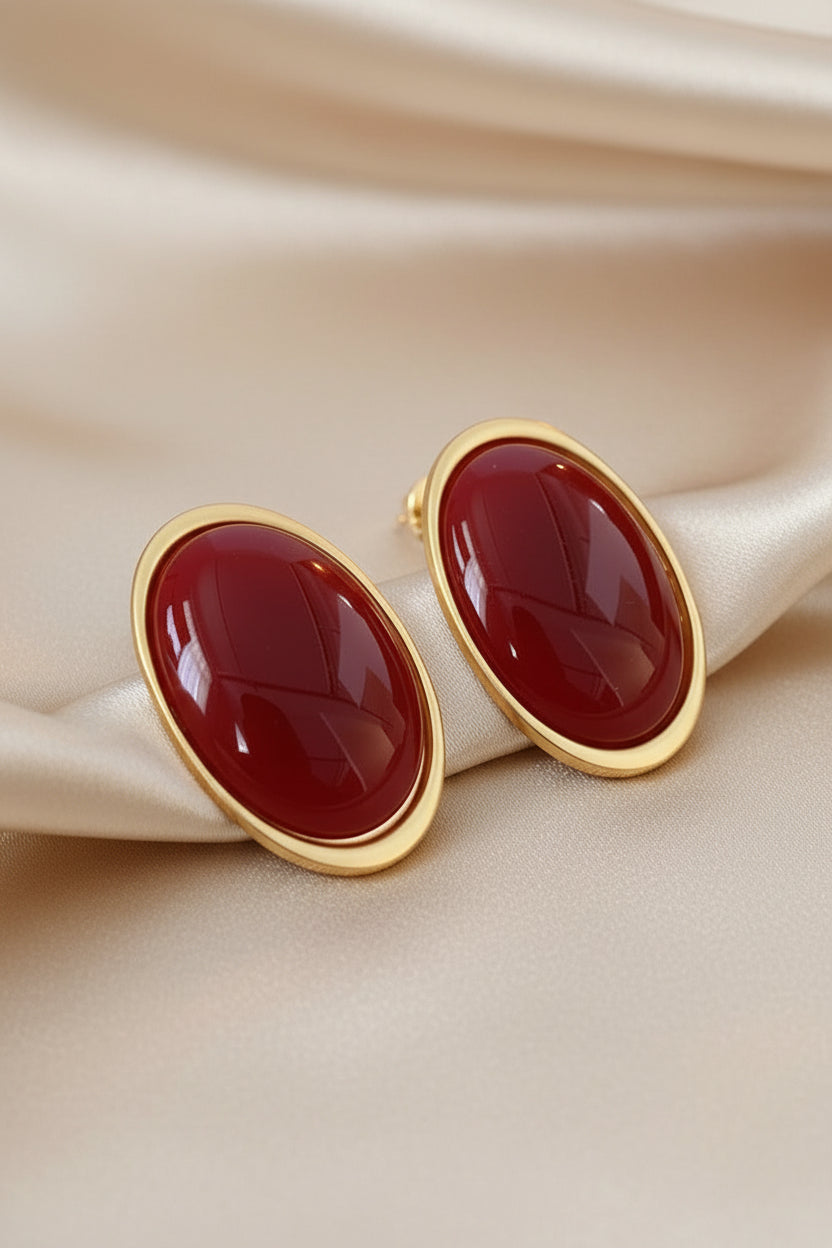 Vintage Geometric Oval Earrings