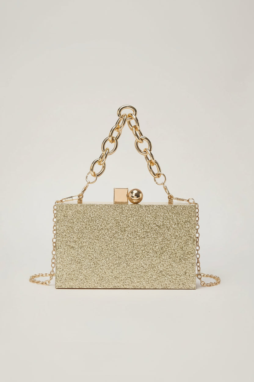 Golden Stardust Box Clutch