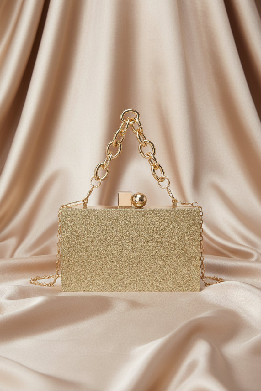 Golden Stardust Box Clutch