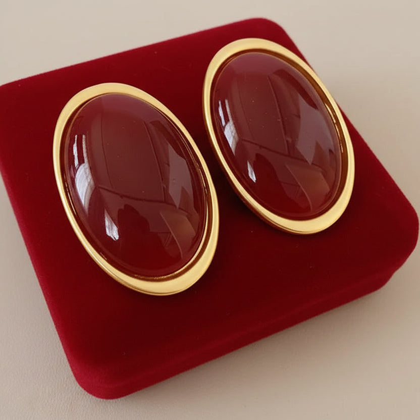 Vintage Geometric Oval Earrings