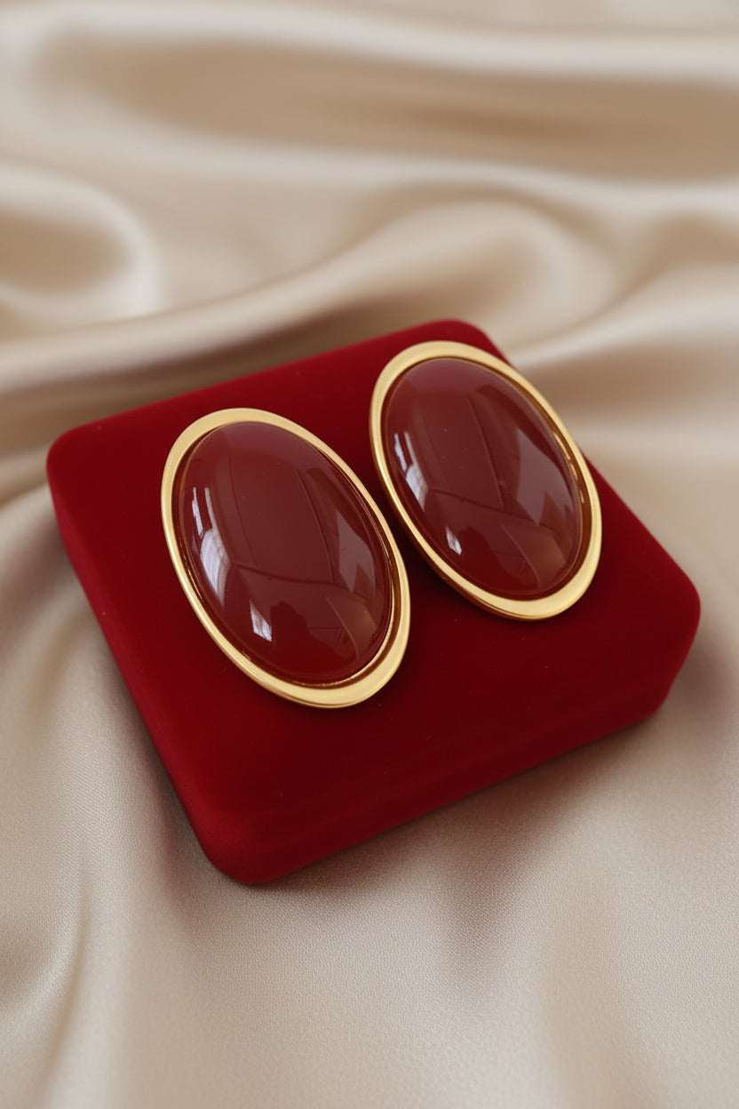 Vintage Geometric Oval Earrings