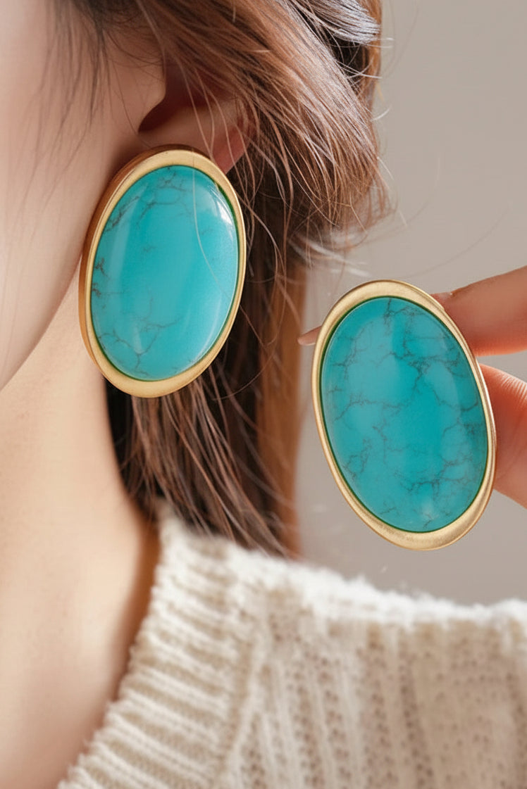 Vintage Geometric Oval Earrings