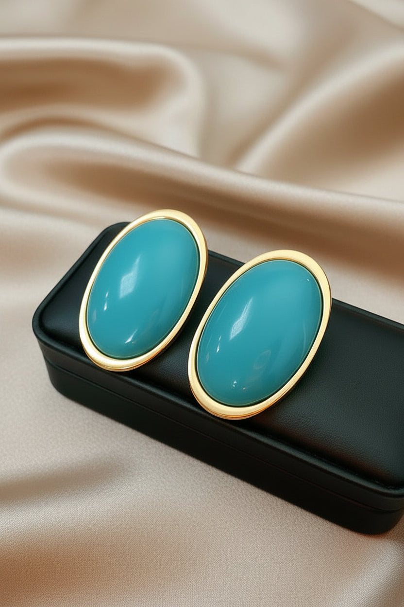Vintage Geometric Oval Earrings
