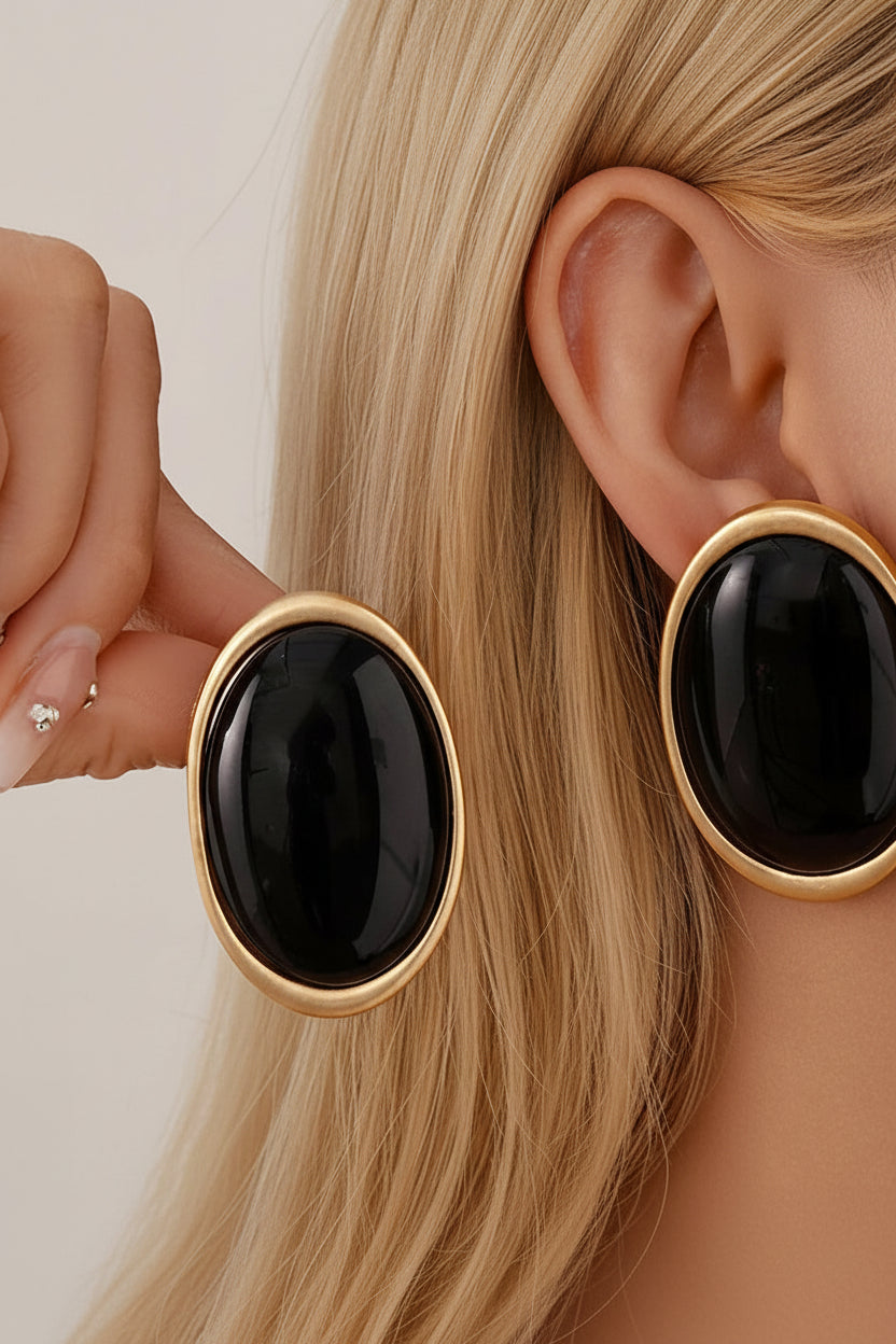 Vintage Geometric Oval Earrings
