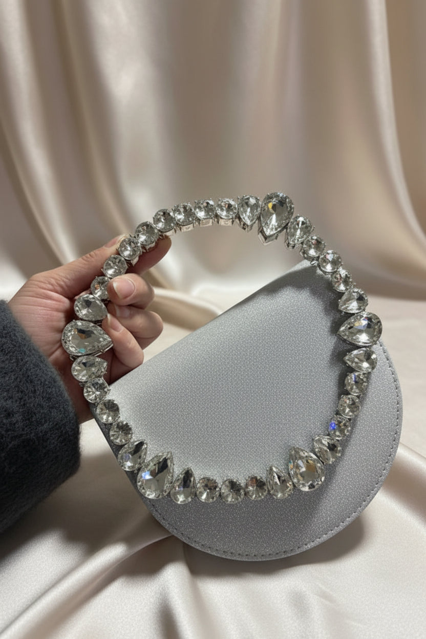 Midnight Grace Satin Clutch