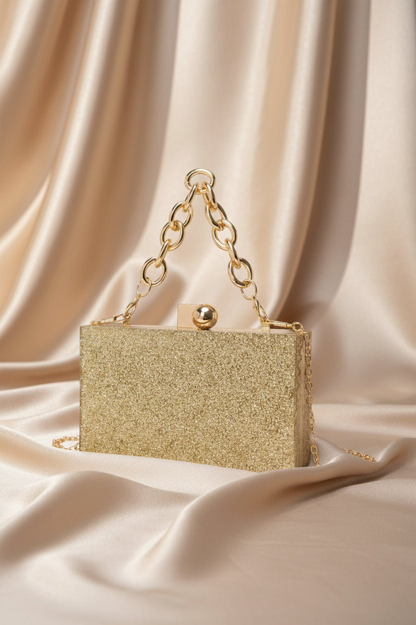 Golden Stardust Box Clutch