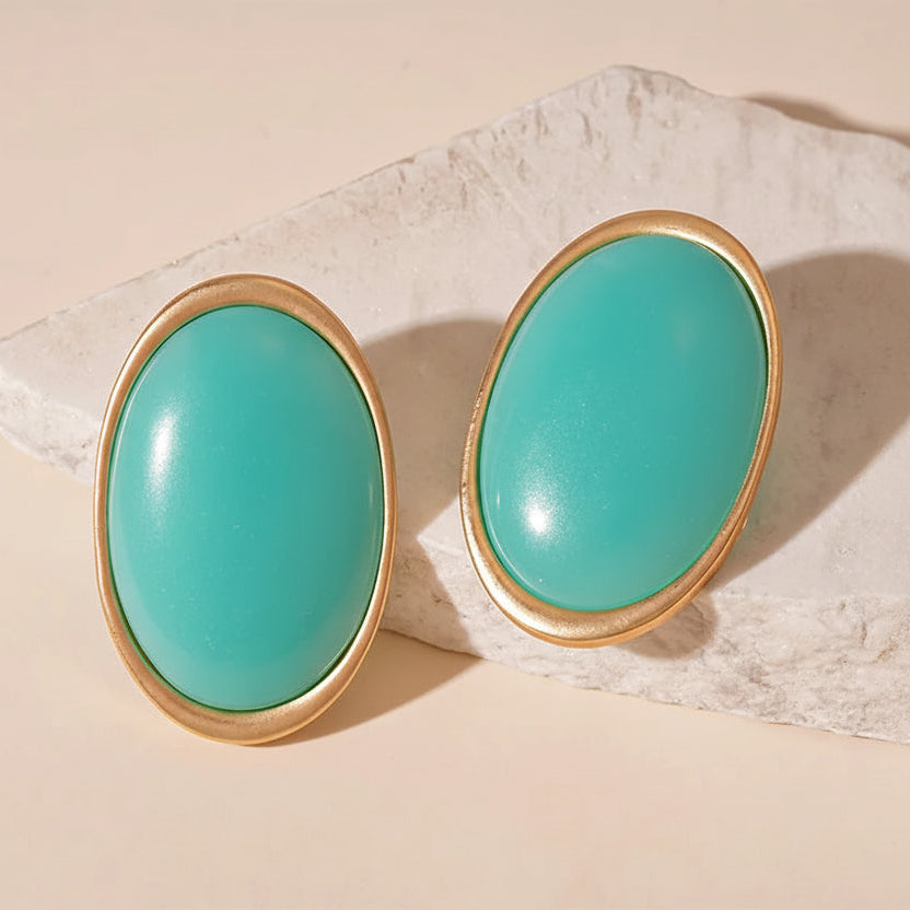 Vintage Geometric Oval Earrings