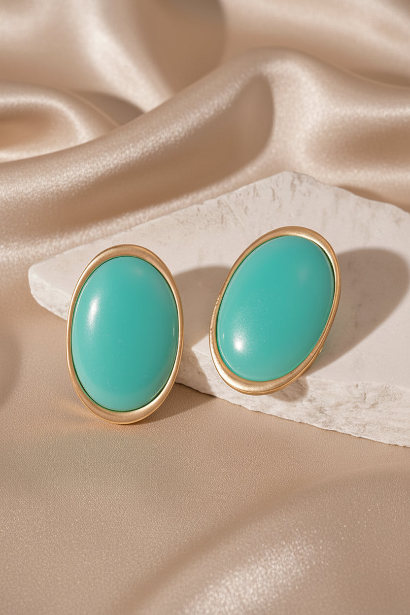 Vintage Geometric Oval Earrings