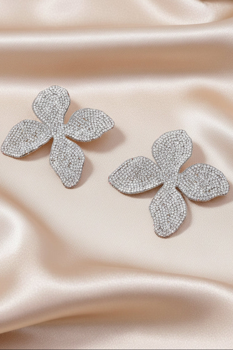 Rhinestone Flower Earrings Wedding for Women