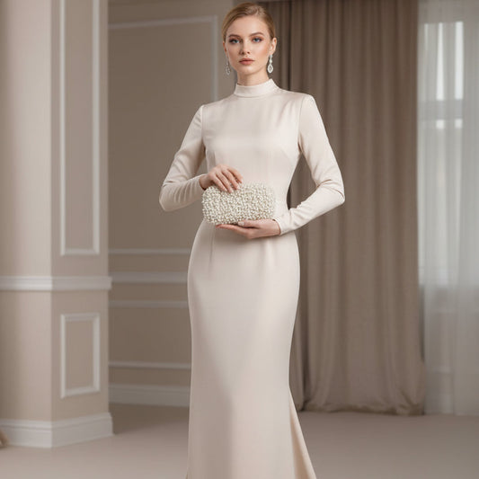 Pearl Embroidered Bead Clutch Bag