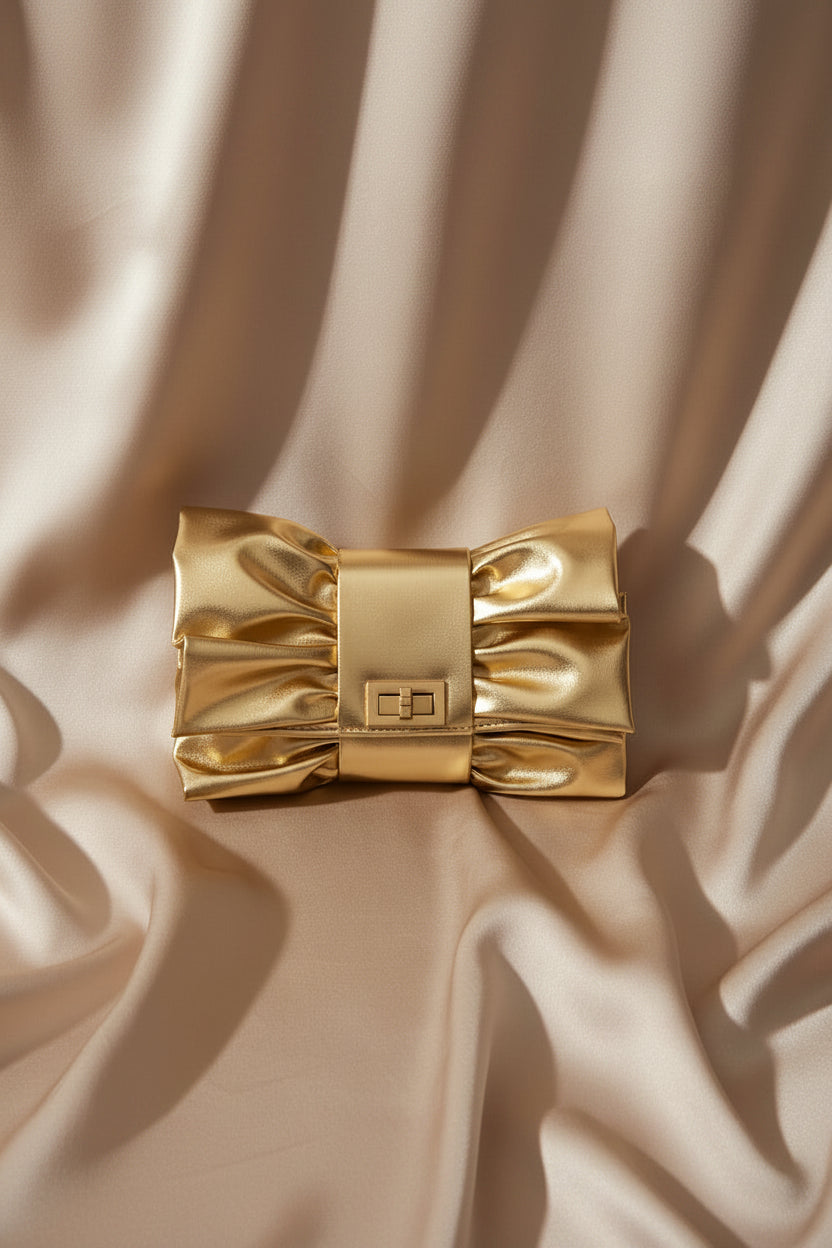 Golden Whisper Schleifen-Clutch