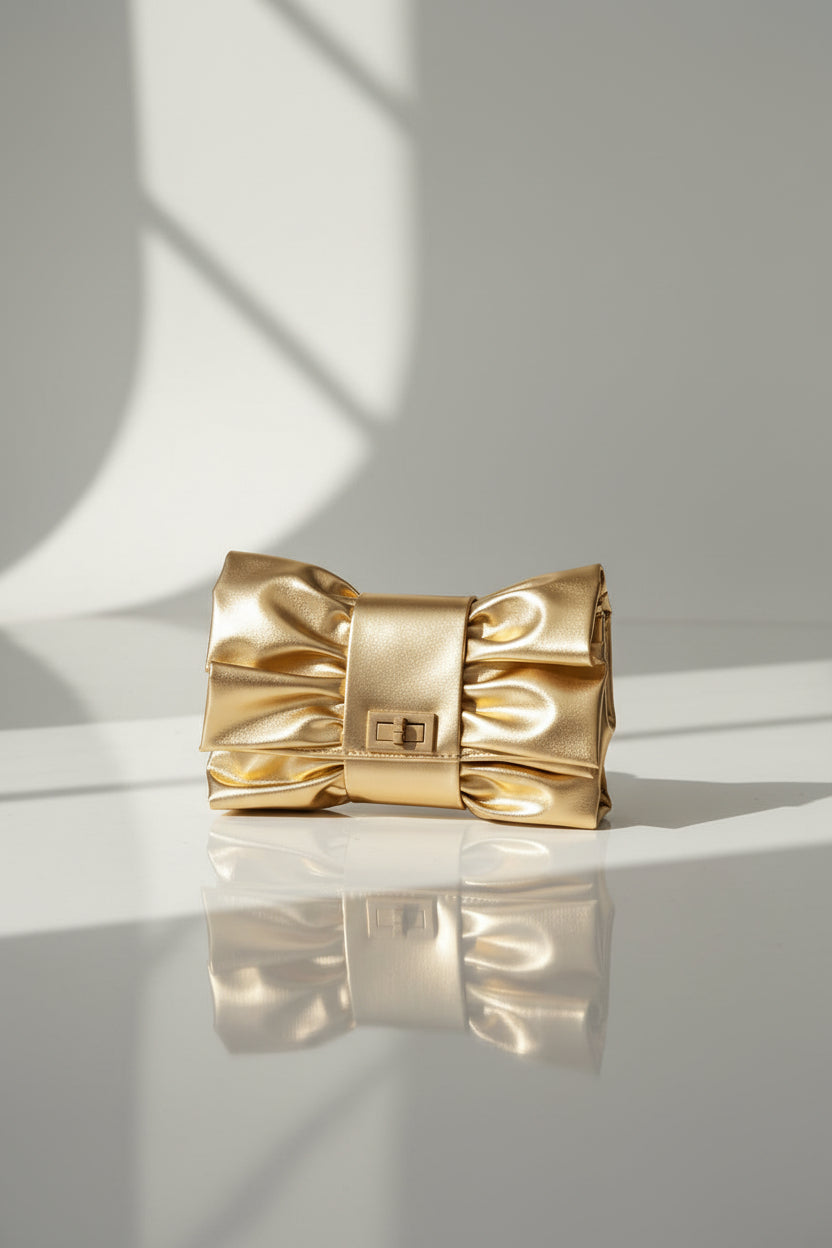 Golden Whisper Schleifen-Clutch