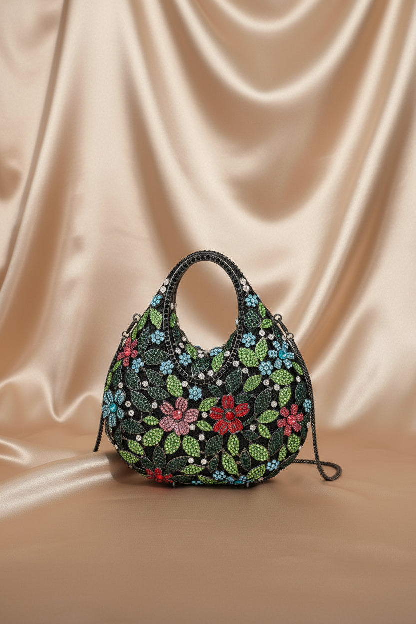 Golden Bloom Crystal Bag