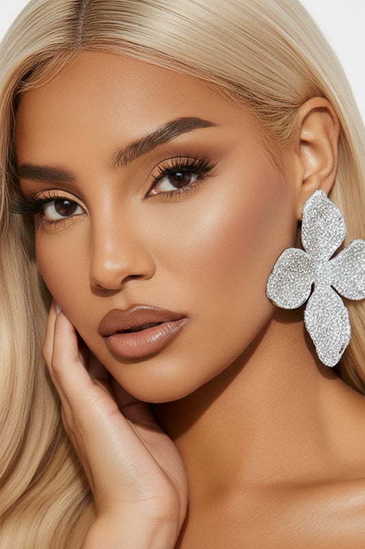 Rhinestone Flower Earrings Wedding for Women