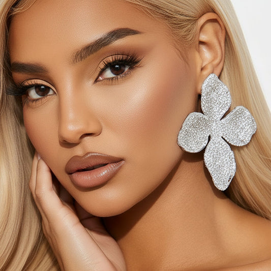 Rhinestone Flower Earrings Wedding for Women