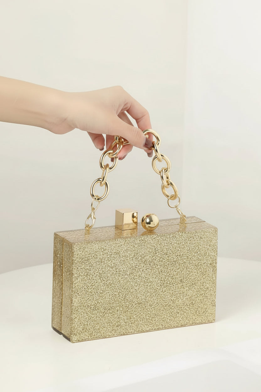 Golden Stardust Box Clutch