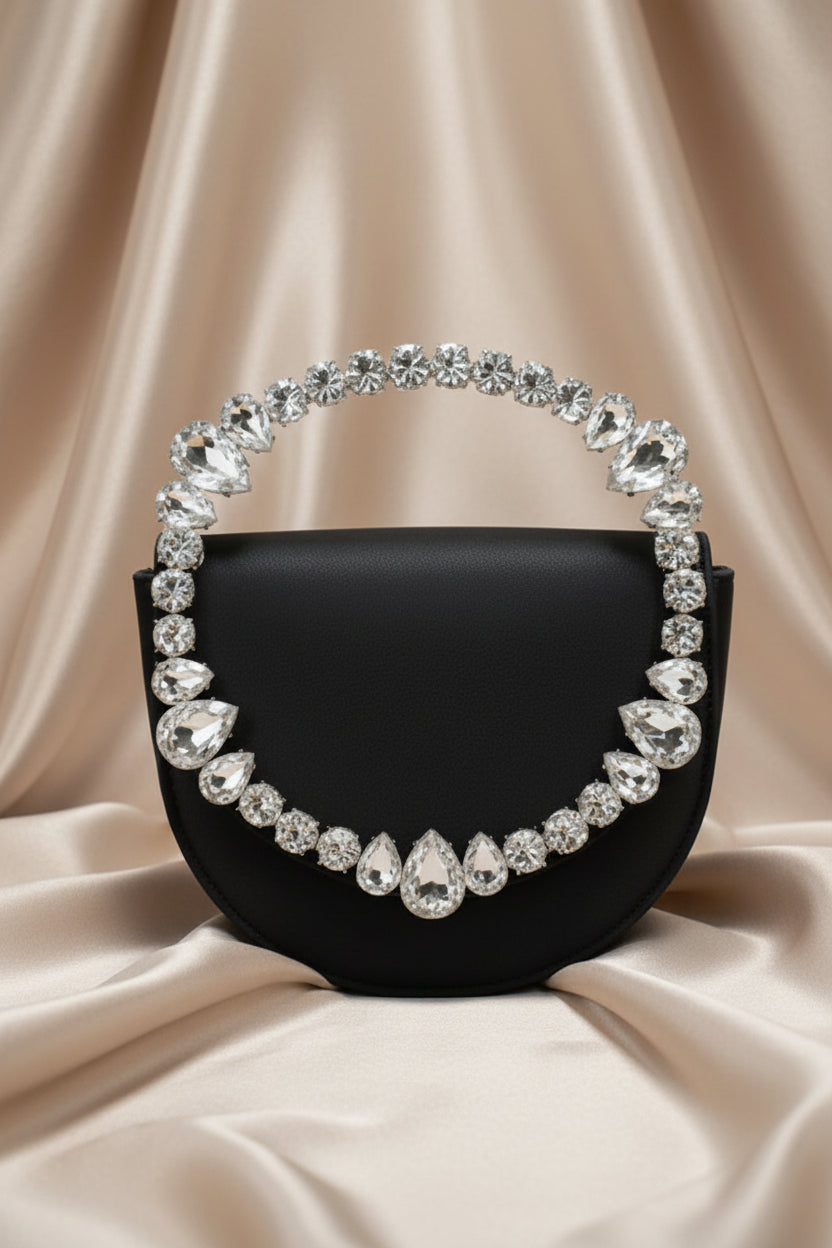 Midnight Grace Satin Clutch