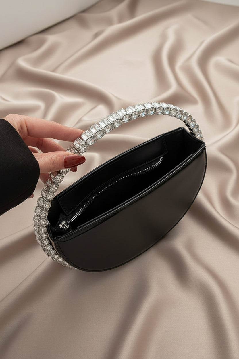 Elegant Rhinestone Circle Evening Clutch
