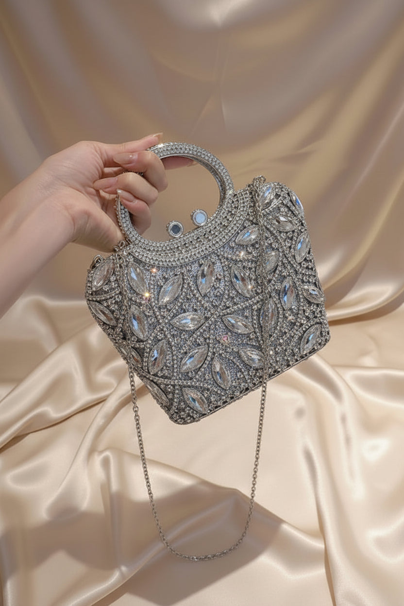 Celestial Halo Crystal Mini Bag Silver