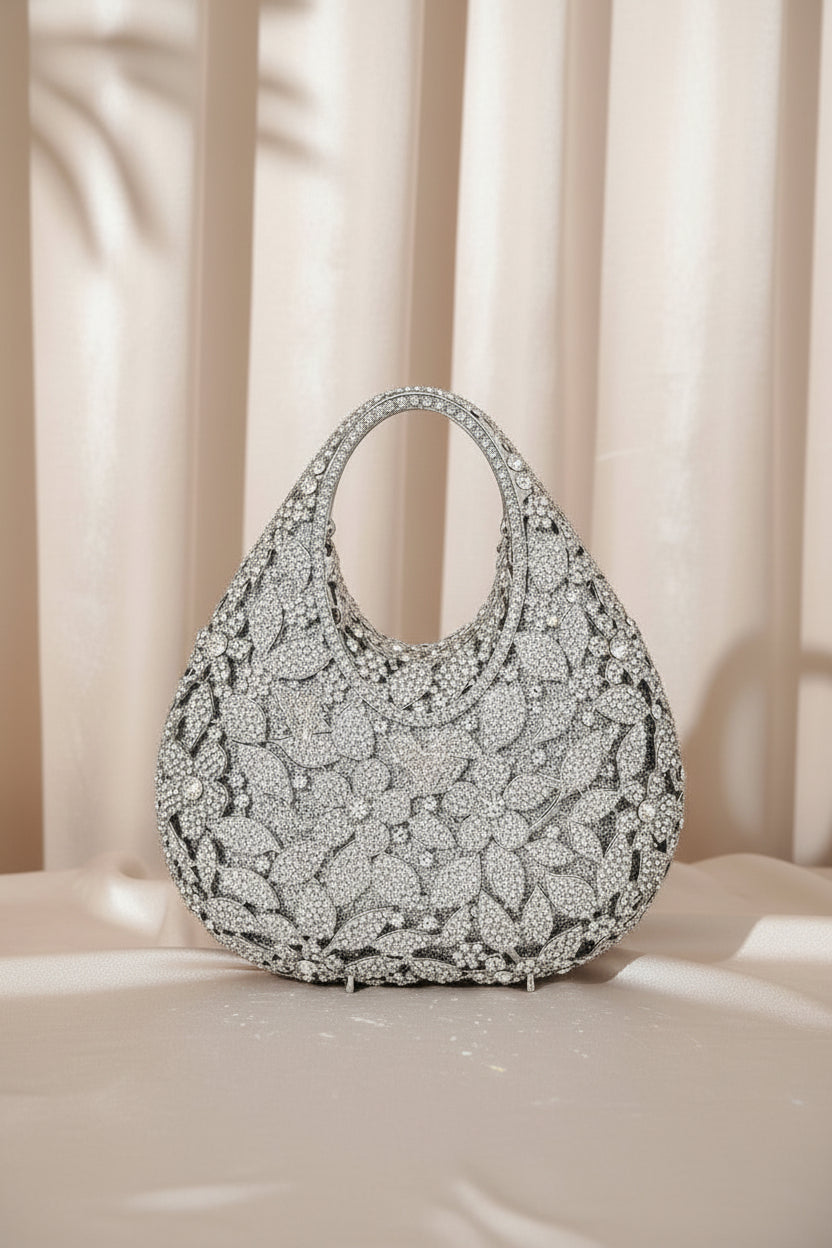 Golden Bloom Crystal Bag