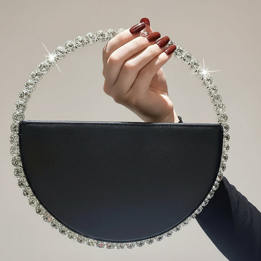 Elegant Rhinestone Circle Evening Clutch