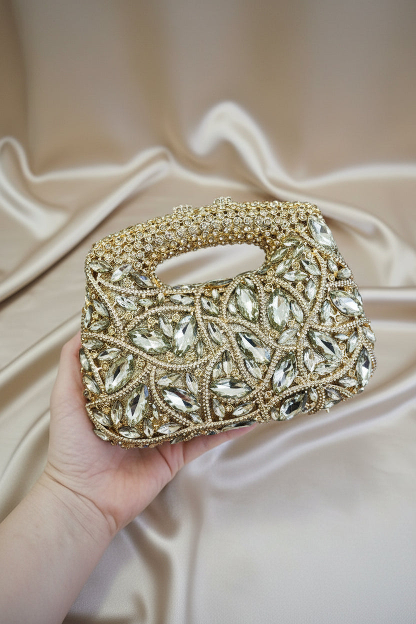 Ruby Royale Crystal Top-Handle Clutch
