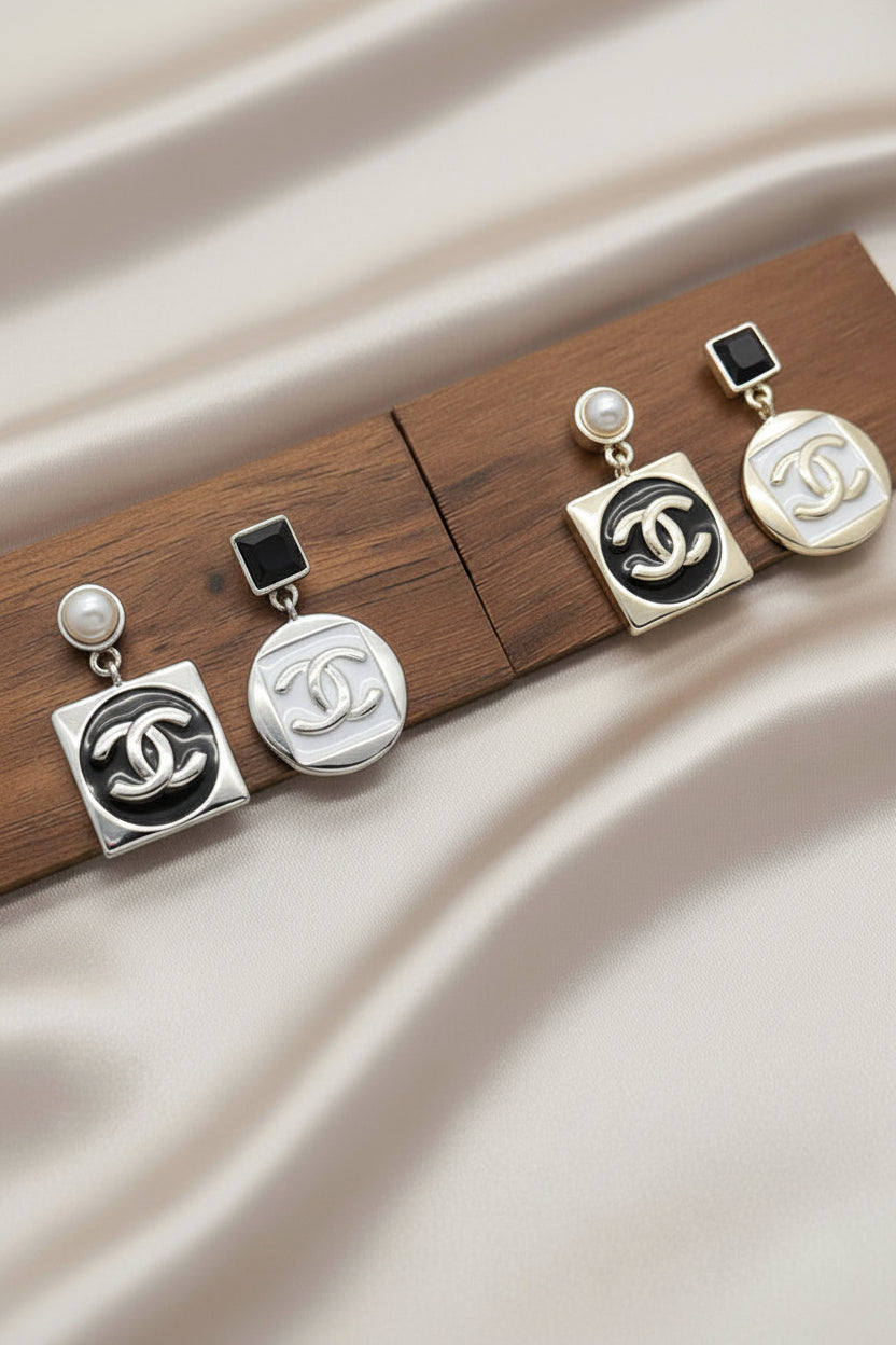 Midnight Pearl Contrast Drop Earrings