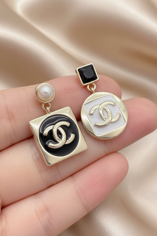 Midnight Pearl Contrast Drop Earrings