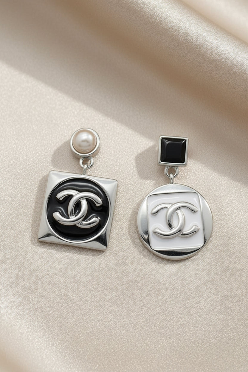 Midnight Pearl Contrast Drop Earrings