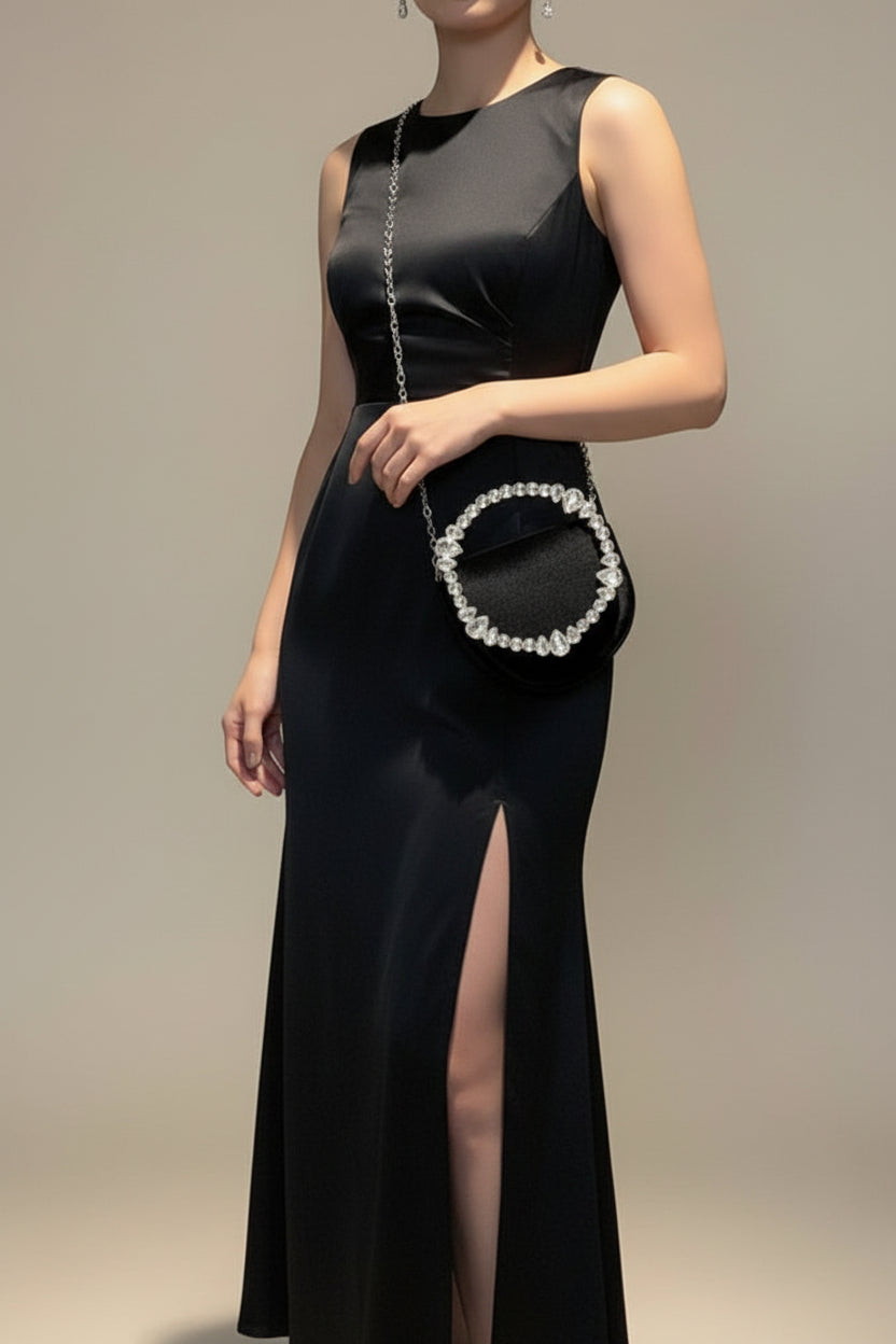Midnight Grace Satin Clutch
