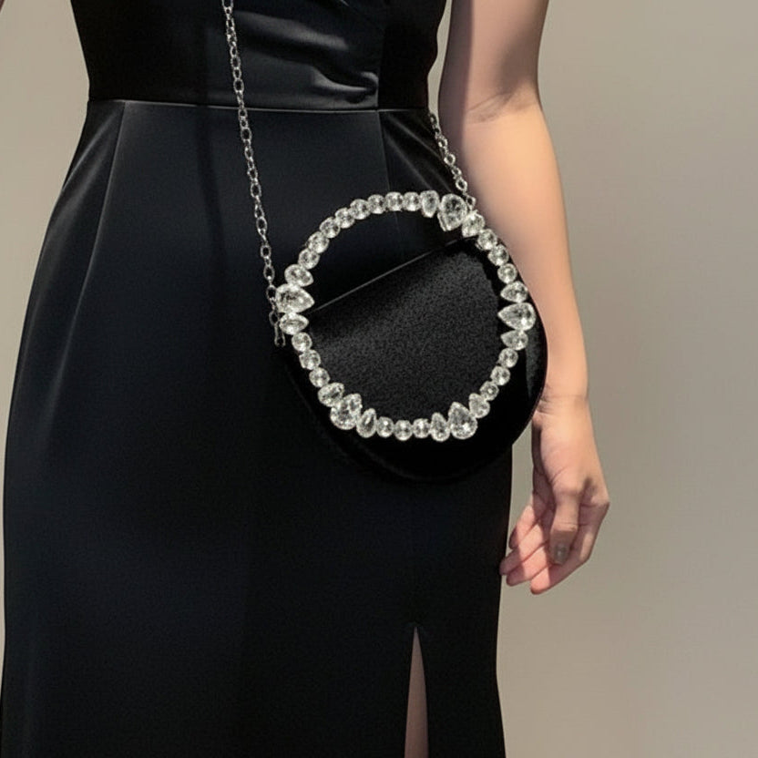 Midnight Grace Satin Clutch