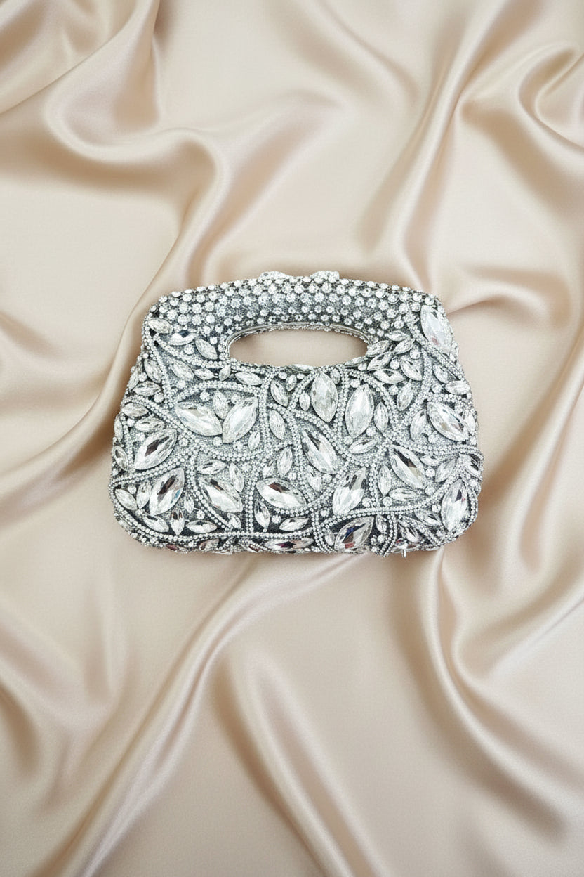 Ruby Royale Crystal Top-Handle Clutch