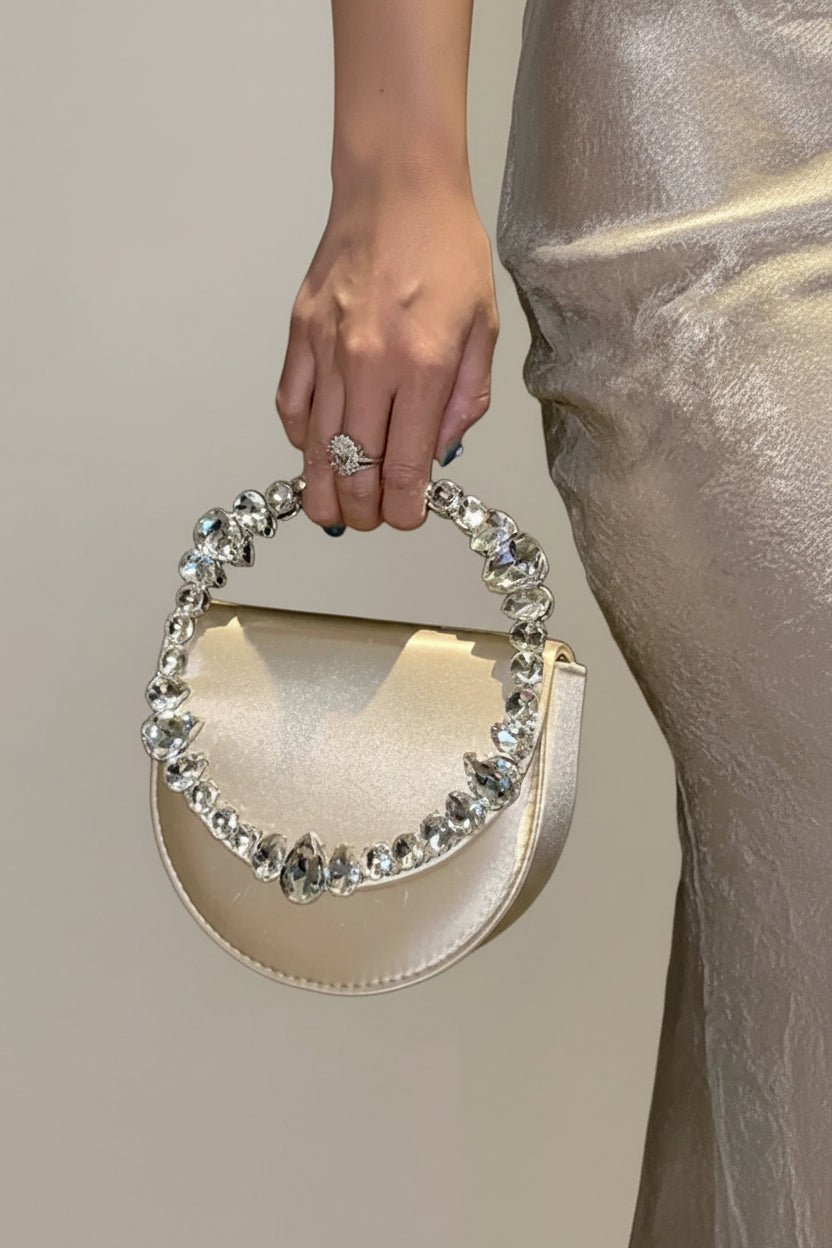 Midnight Grace Satin Clutch