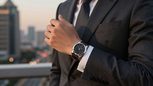 Man wearing stylish watch and bracelet