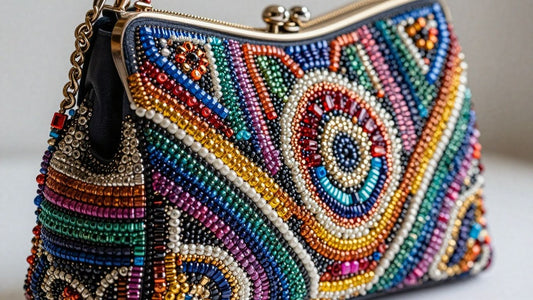 Chic beaded purse with intricate beadwork and elegant design.