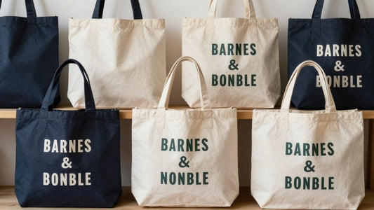 Barnes and Noble tote bags with books