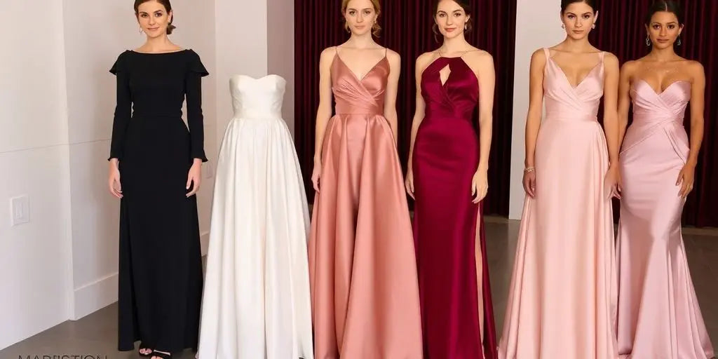 Elegant formal wedding guest dresses.