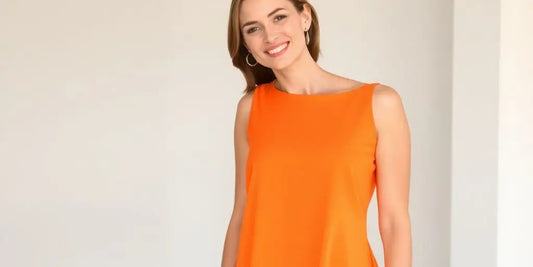 Plus size A-line dress on a model.