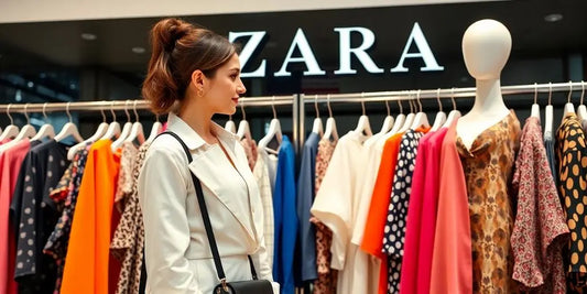 Zara clothing rack with stylish outfits.