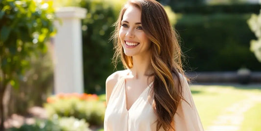 Woman wearing a stylish casual dress outdoors.